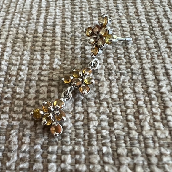 Hand crafted silver and crystal dangle earrings - Picture 2 of 5